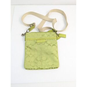 Coach Crossbody‎ Bag Lime Green Signature Jacquard Small Purse